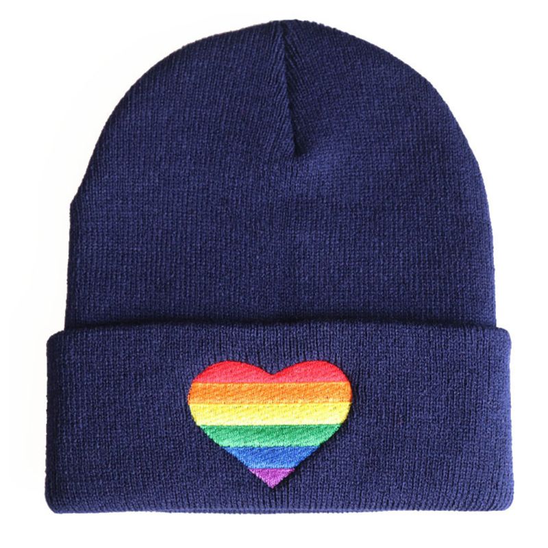 Rainbow Heart Beanie Cap