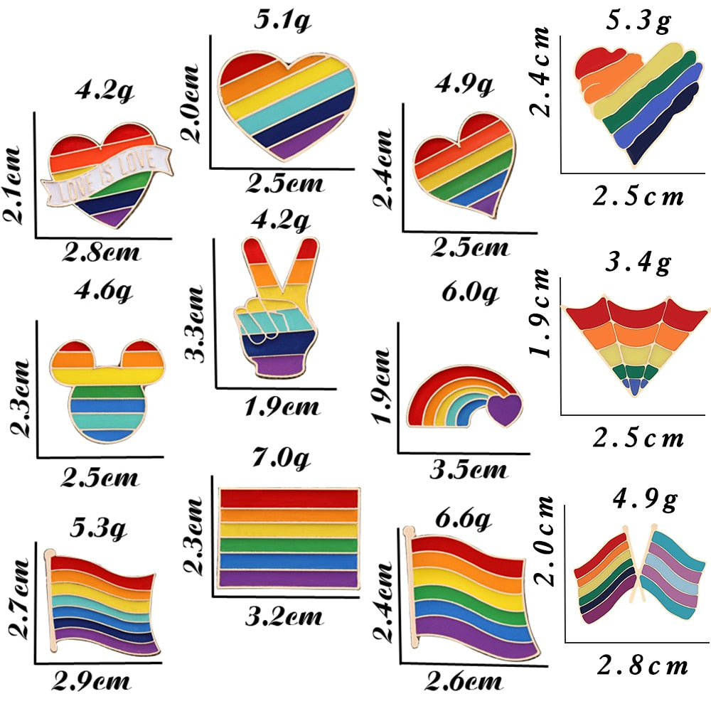 LGBT rainbow metal pins