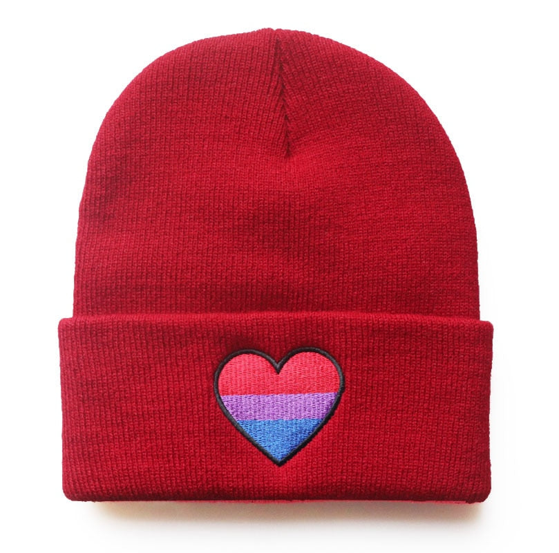 Rainbow Heart Beanie Cap